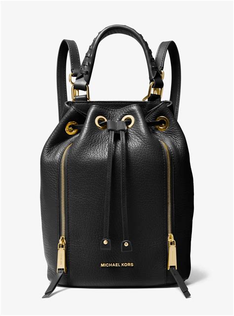 michael kors viv medium pebbled leather bucket backpack|michael kors large backpack.